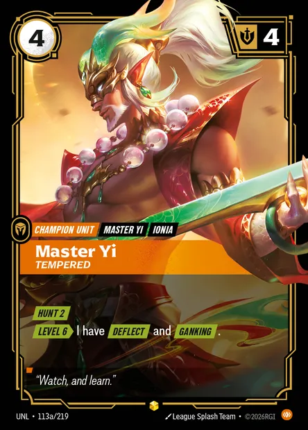 Master Yi, carte Riftbound UNL 113a — extension Unleashed