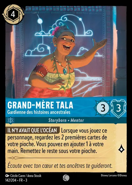 Grand-mère Tala - Gardienne des histoires ancestrales, carte Disney Lorcana CH3-142 — extension Les Terres d'Encres