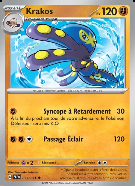 Krakos, carte Pokémon PAF 052 — extension Destinées de Paldea