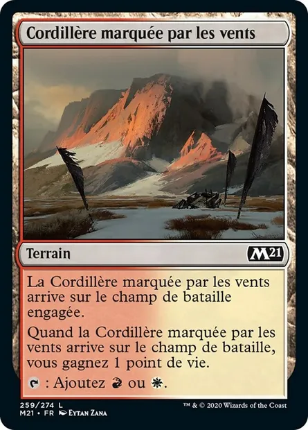 Cordillère marquée par les vents, carte Magic M21 259 — extension Core Set 2021