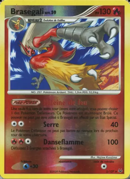 Braségali, carte Pokémon PL 3 — extension Platine