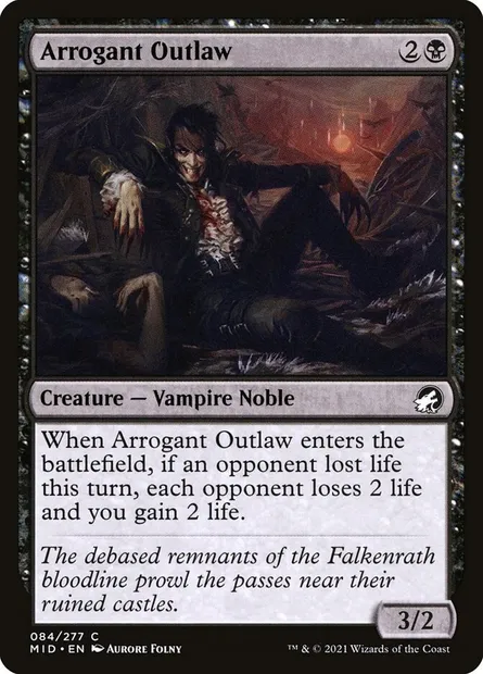 Arrogant Outlaw, Magic card MID 84 — Innistrad: Midnight Hunt set
