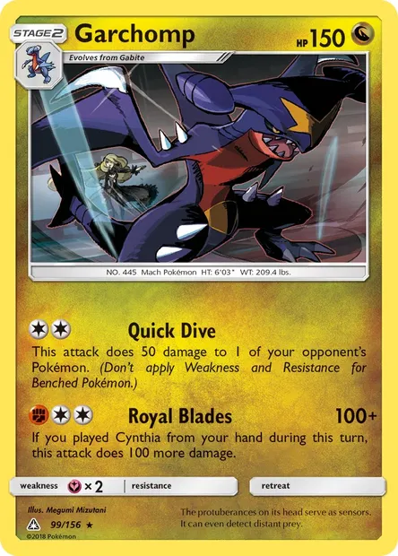 Garchomp, Pokémon card UPR 99 — Ultra Prism set