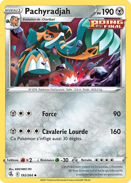 Pachyradjah, carte Pokémon FST 192 — extension Poing de Fusion