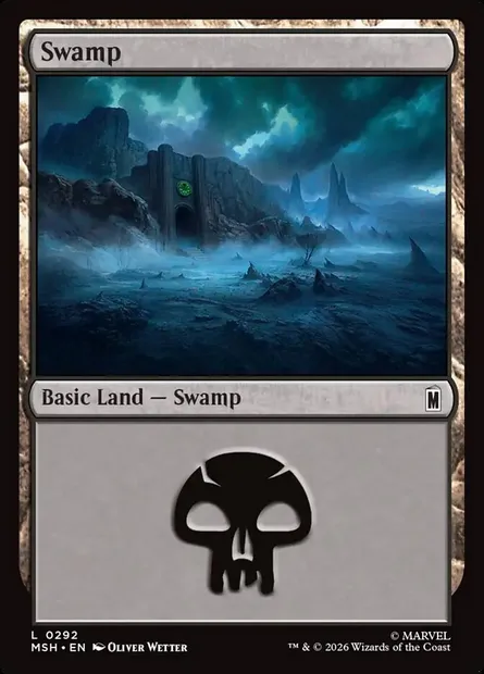 Swamp, Magic card MSH 292 — Marvel Super Heroes set