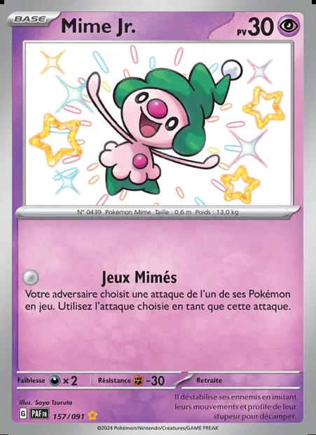 Mime Jr., carte Pokémon PAF 157 — extension Destinées de Paldea