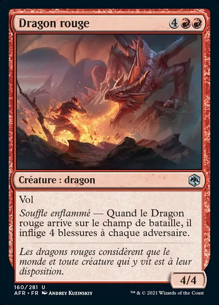 Dragon rouge, carte Magic AFR 160 — extension Forgotten Realms: Aventures dans les Royaumes Oubliés
