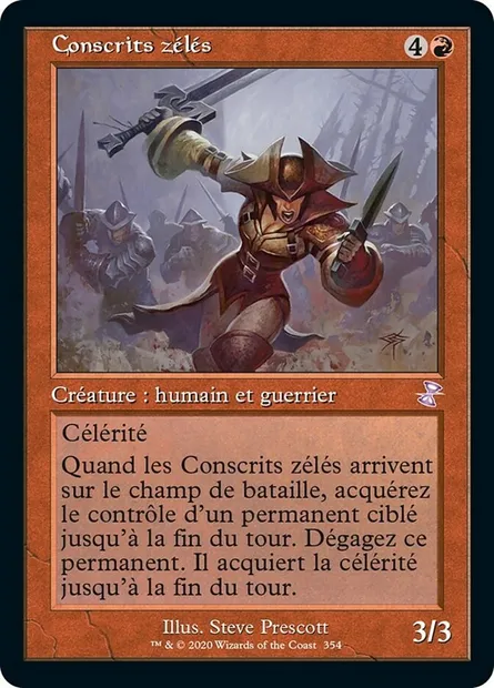 Conscrits zélés, carte Magic TSR 354 — extension Spirale Temporelle Remastered
