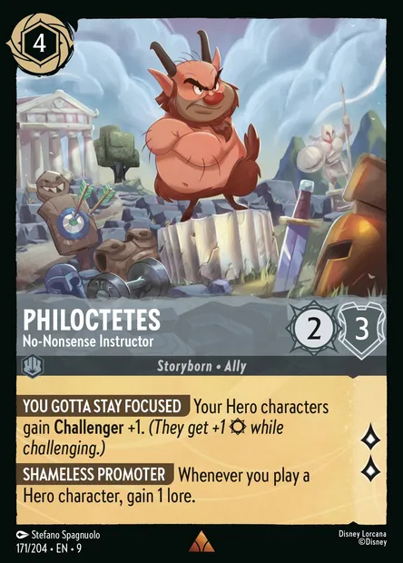 Philoctetes - No-Nonsense Instructor, Disney Lorcana card CH9-171 — Fabled set