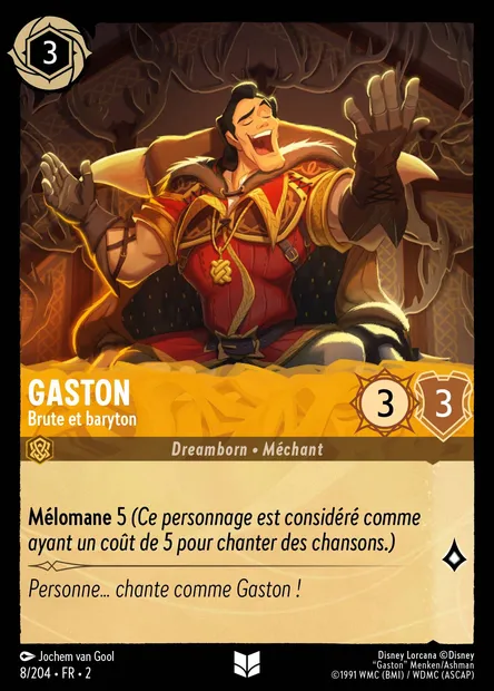 Gaston - Brute et baryton, carte Disney Lorcana CH2-008 — extension L'Ascension des Floodborn