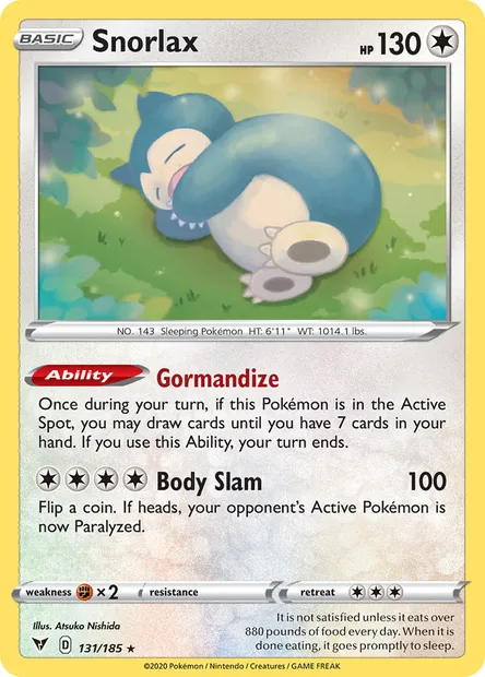 Snorlax, Pokémon card VIV 131 — Vivid Voltage set
