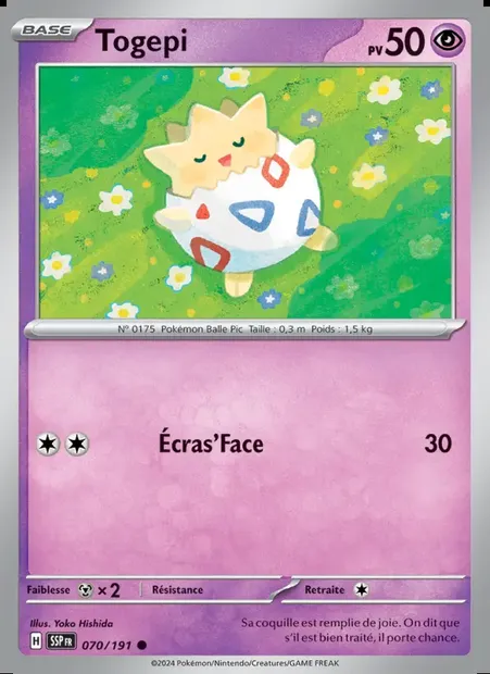Togepi, carte Pokémon SSP 070 — extension Étincelles Déferlantes