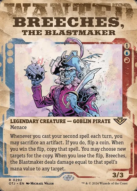 Breeches, the Blastmaker, Magic card OTJ 292 — Outlaws of Thunder Junction set
