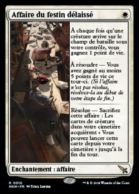 Affaire du festin délaissé, carte Magic MKM 10 — extension Murders at Karlov Manor