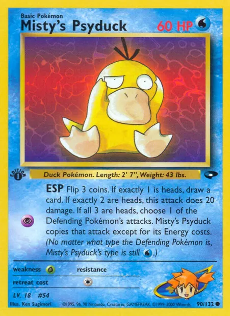 Misty's Psyduck, Pokémon card GC 90 — Gym Challenge set