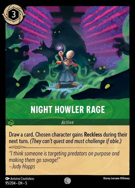 Night Howler Rage, Disney Lorcana card CH5-095 — Shimmering Skies set