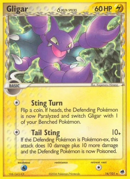 Gligar δ, Pokémon card DF 16 — Dragon Frontiers set