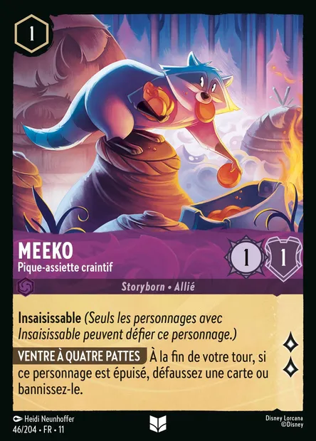 Meeko - Pique-assiette craintif, carte Disney Lorcana CH11-046 — extension Givresort