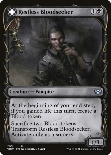 Restless Bloodseeker // Bloodsoaked Reveler, Magic card VOW 295 — Innistrad: Crimson Vow set