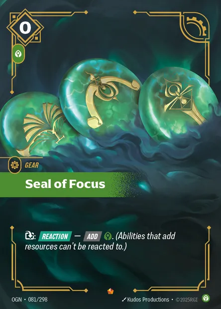 Seal of Focus, Riftbound card OGN 081 — Origins set