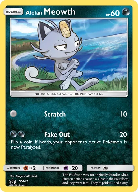 Alolan Meowth, Pokémon card SM 43 — SM Black Star Promos set