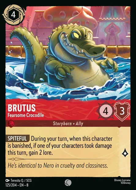 Brutus - Fearsome Crocodile, Disney Lorcana card CH8-125 — The Reign of Jafar set