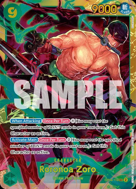 Roronoa Zoro, One Piece card OP06-118 — WINGS OF THE CAPTAIN set