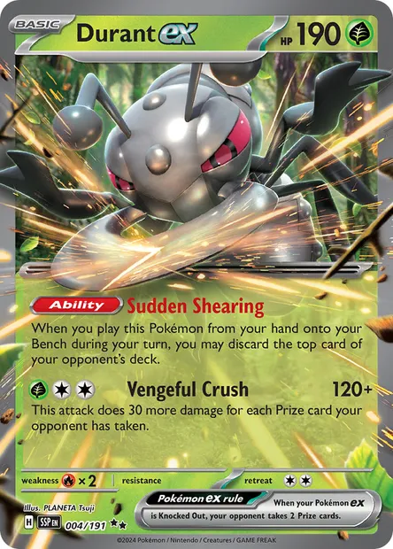Durant ex, Pokémon card SSP 004 — Surging Sparks set