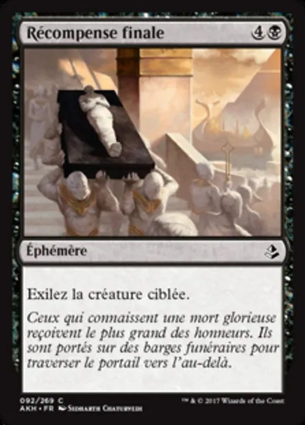 Récompense finale, carte Magic AKH 92 — extension Amonkhet