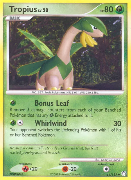 Tropius, Pokémon card MT 64 — Mysterious Treasures set