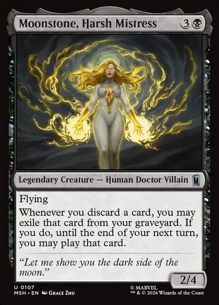 Moonstone, Harsh Mistress, Magic card MSH 107 — Marvel Super Heroes set