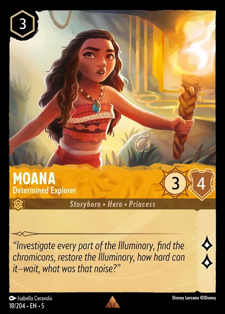 Moana - Determined Explorer, Disney Lorcana card CH5-018 — Shimmering Skies set