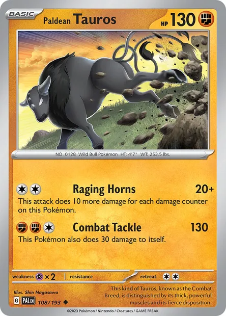 Paldean Tauros, Pokémon card PAL 108 — Paldea Evolved set