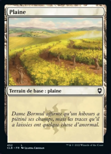 Plaine, carte Magic CLB 452 — extension Commander Légendes : la bataille de la Porte de Baldur