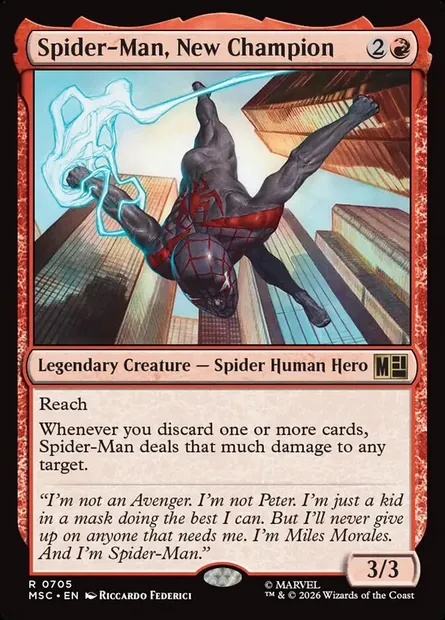 Spider-Man, New Champion, Magic card MSC 705 — Marvel Super Heroes Commander set