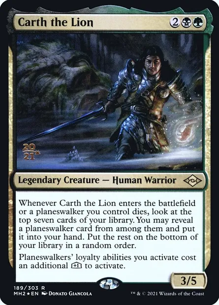 Carth le Lion, carte Magic PMH2 189s — extension Modern Horizons 2 Promos