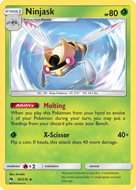 Ninjask, Pokémon card LOT 30 — Lost Thunder set