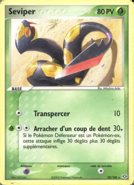 Séviper, carte Pokémon EM 20 — extension EX Émeraude