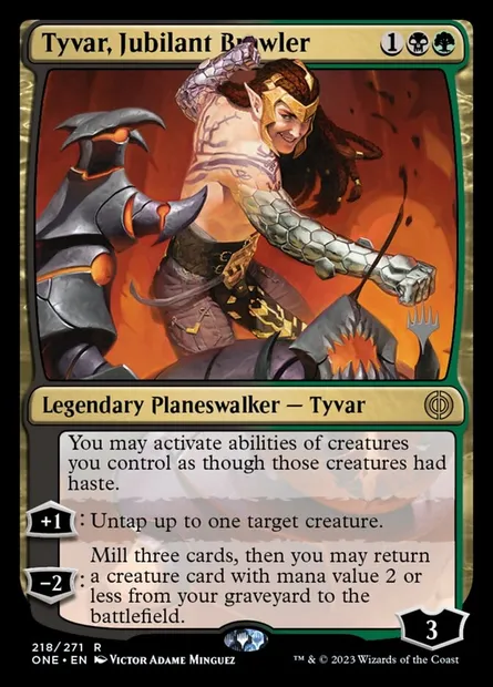 Tyvar, Jubilant Brawler, Magic card PONE 218p — Phyrexia: All Will Be One Promos set
