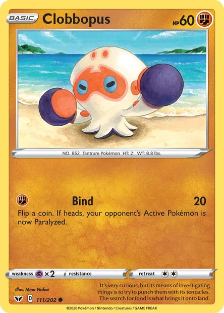 Clobbopus, Pokémon card SSH 111 — Sword & Shield set