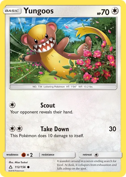 Yungoos, Pokémon card UPR 112 — Ultra Prism set