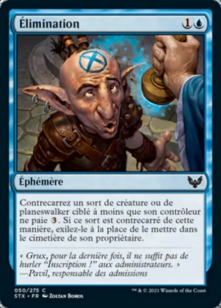 Élimination, carte Magic STX 50 — extension Strixhaven: l'Académie des Mages