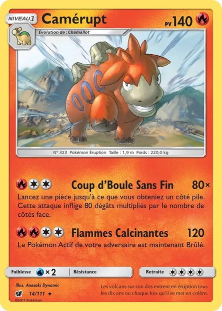 Camérupt, carte Pokémon CIN 14 — extension Invasion Carmin