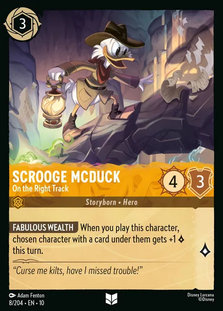 Scrooge McDuck - On the Right Track, Disney Lorcana card CH10-008 — Whispers in the Well set