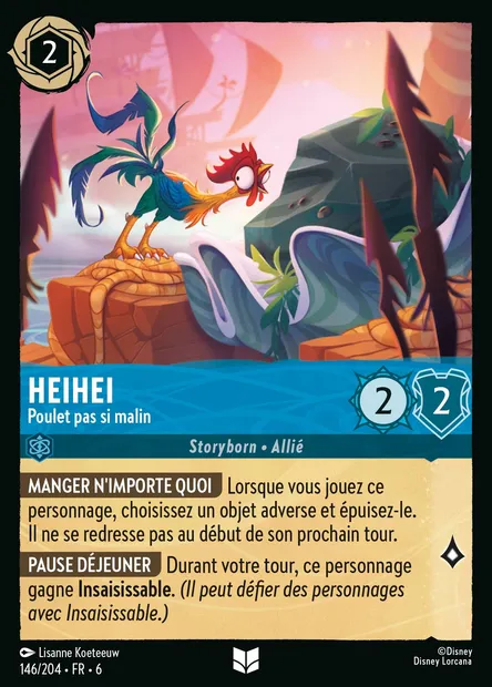 Heihei - Poulet pas si malin, carte Disney Lorcana CH6-146 — extension La Mer Azurite
