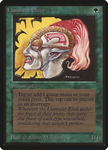Elfes de Llanowar, carte Magic LEB 211 — extension Limited Edition Beta