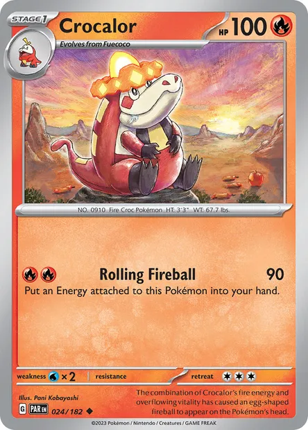 Crocalor, Pokémon card PAR 024 — Paradox Rift set