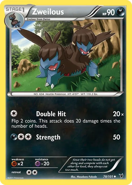 Zweilous, Pokémon card NVI 78 — Noble Victories set