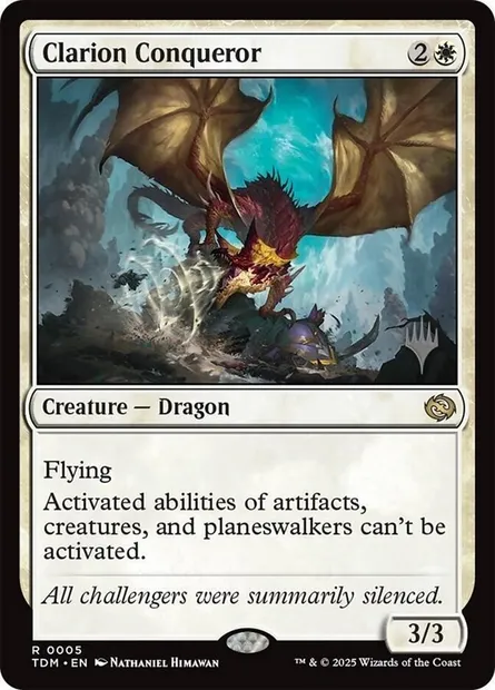 Conquérant clairon, carte Magic PTDM 5p — extension Tarkir: Dragonstorm Promos