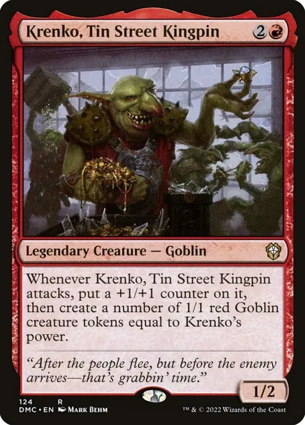 Krenko, Tin Street Kingpin, Magic card DMC 124 — Dominaria United Commander set